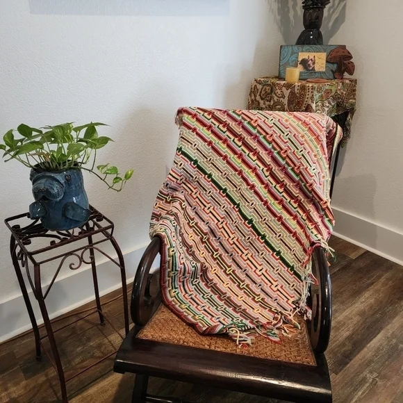 HANDMADE Crochet Multi-colored Blanket - Picture 1 of 9